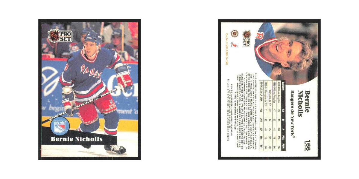 1991 Pro Set Bernie Nicholls New York Rangers #166
