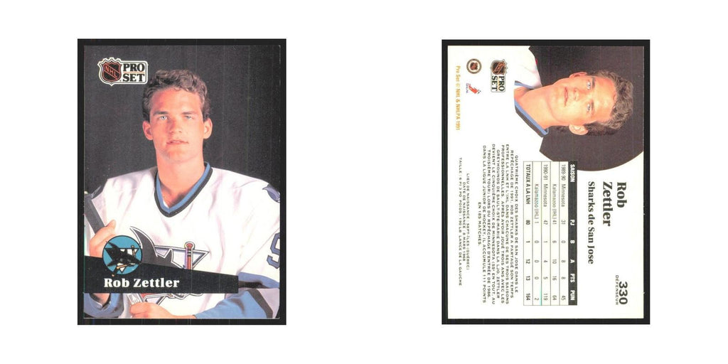 1991 Pro Set Rob Zettler San Jose Sharks #330