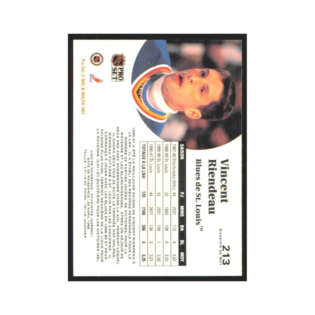 1991 Pro Set Vincent Riendeau St. Louis Blues #213