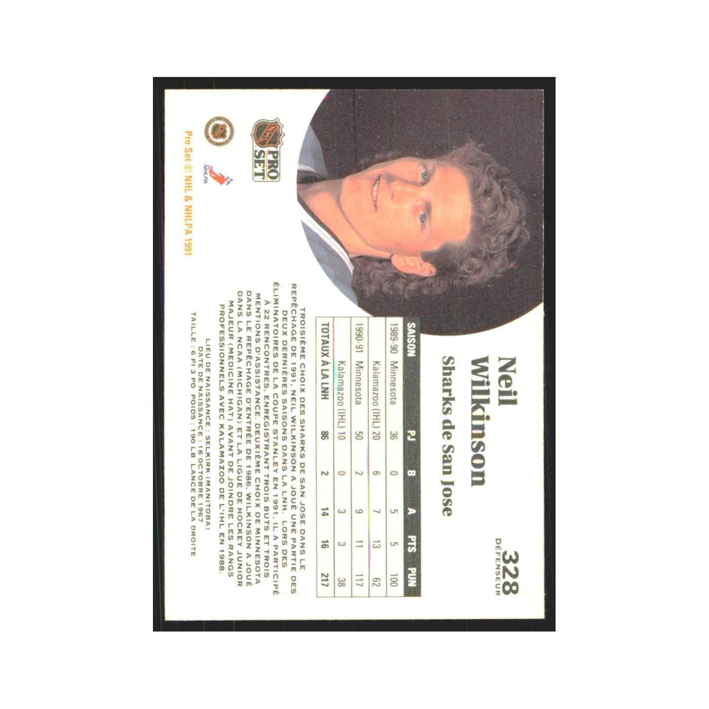 1991 Pro Set Neil Wilkinson San Jose Sharks #328