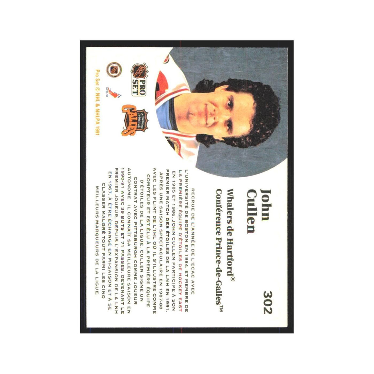 1991 Pro Set John Cullen Hartford Whalers #302