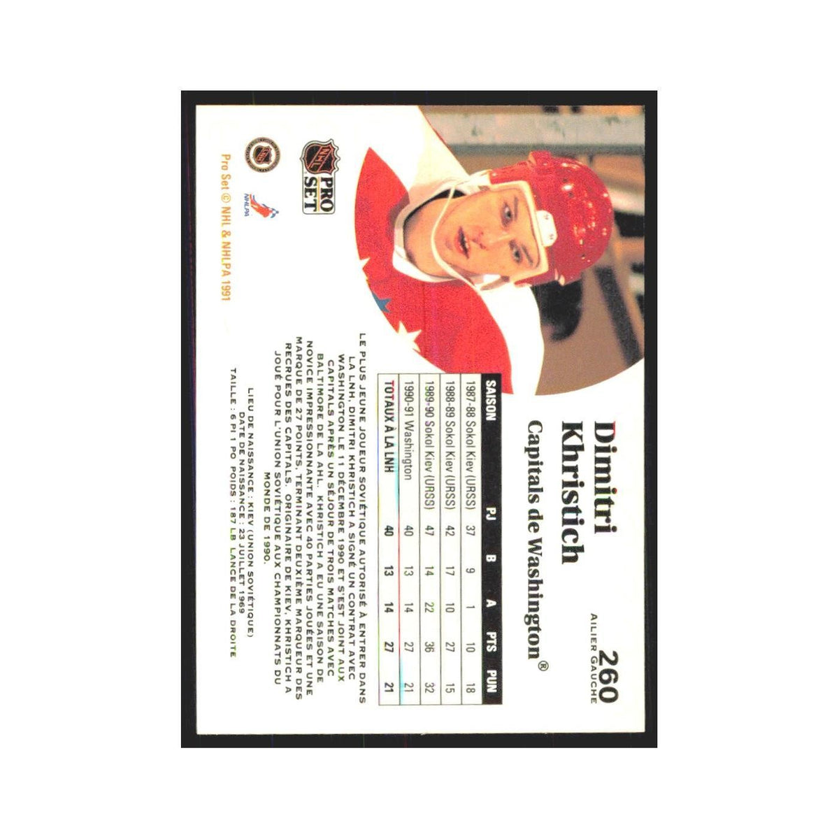 1991 Pro Set Dmitri Khristich Washington Capitals #260