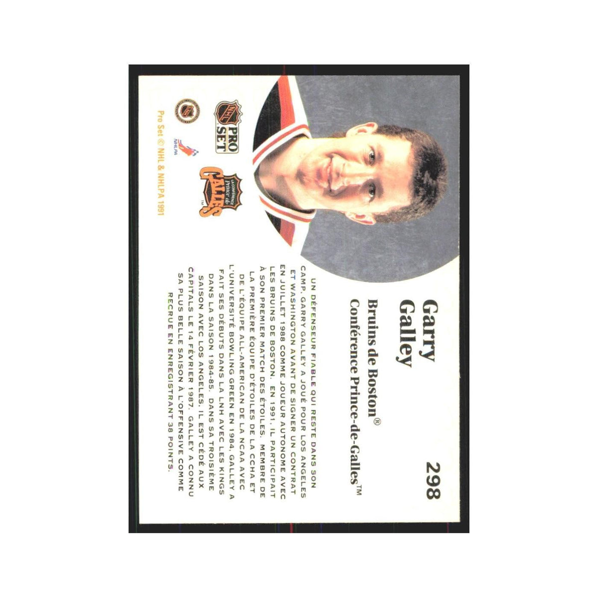 1991 Pro Set Garry Galley Boston Bruins #298