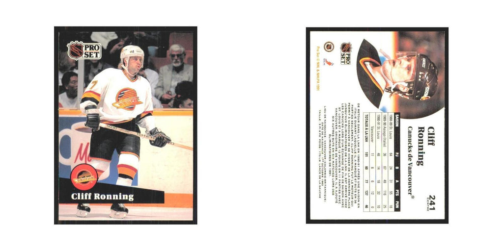 1991 Pro Set Cliff Ronning Vancouver Canucks #241