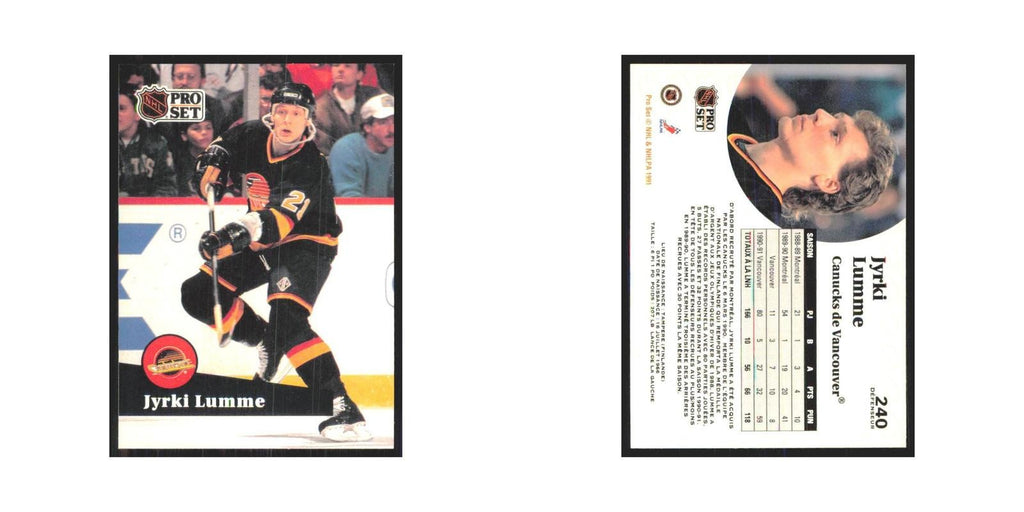1991 Pro Set Jyrki Lumme Vancouver Canucks #240