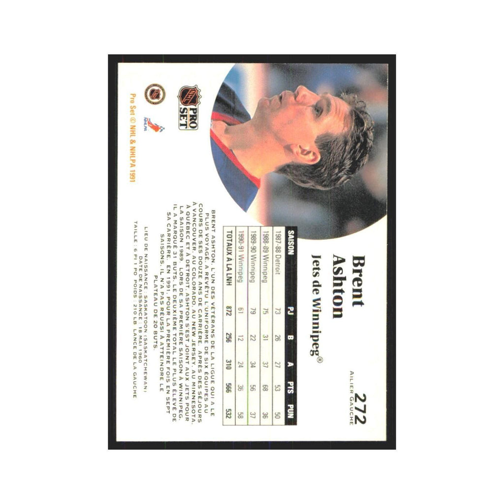 1991 Pro Set Brent Ashton Winnipeg Jets #272