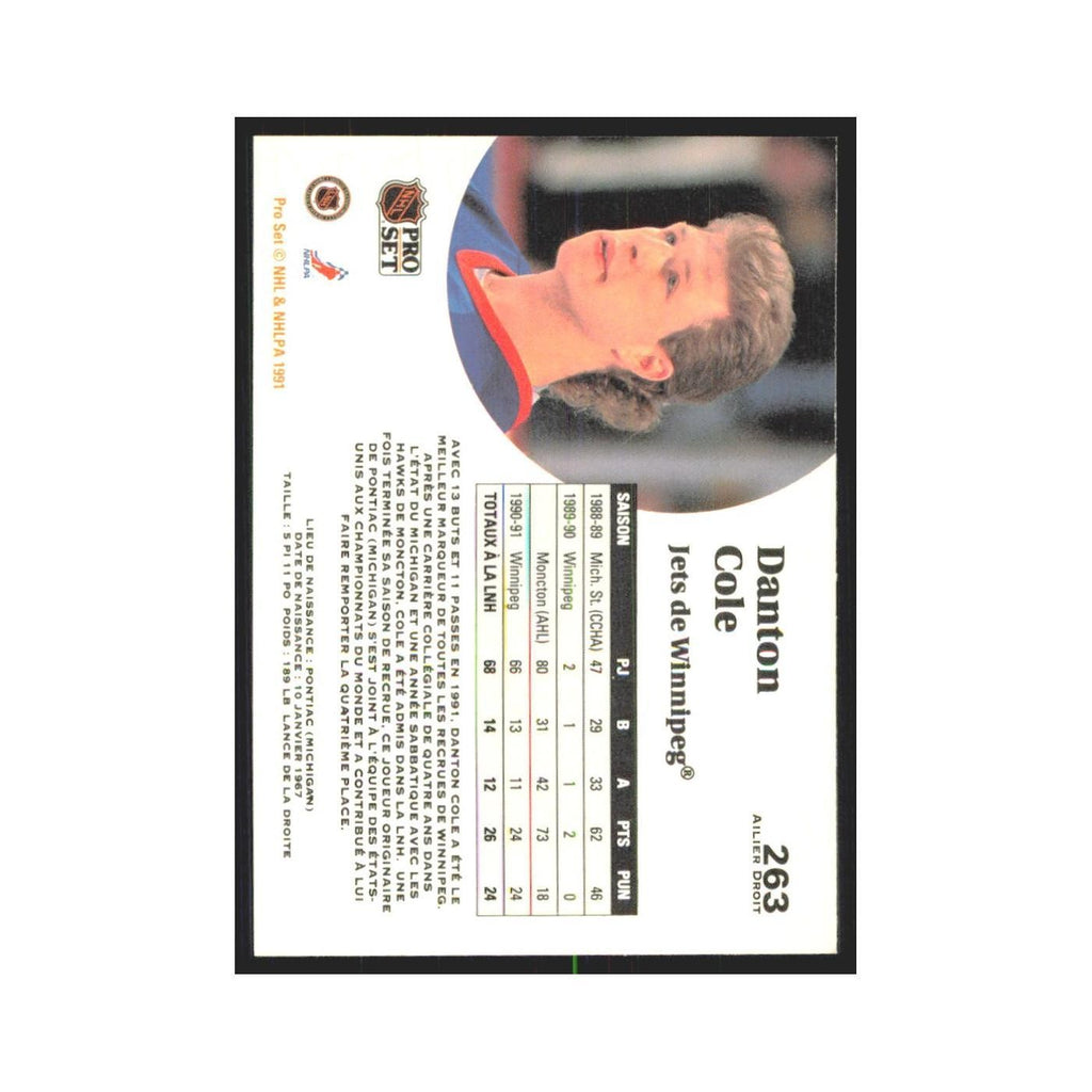 1991 Pro Set Danton Cole Winnipeg Jets #263
