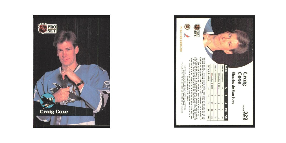 1991 Pro Set Craig Coxe San Jose Sharks #329