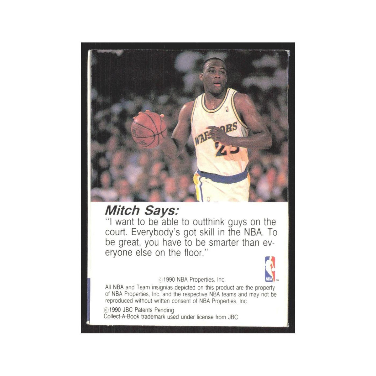 1990 NBA Hoops Collect A Books Mitch Richmond Golden State Warriors #9