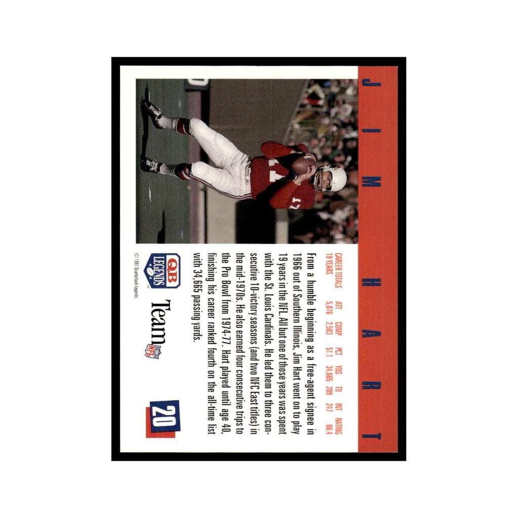 Jim Hart 1991 Quarterback Legends #20 St. Louis Cardinals Football Card NM
