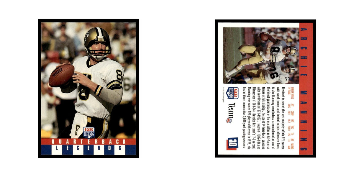 Archie Manning 1991 Quarterback Legends #30 New Orleans Saints Football Card NM