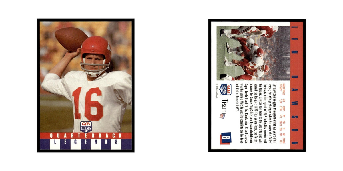 Len Dawson 1991 Quarterback Legends #8 Kansas City Chiefs Football Card NM