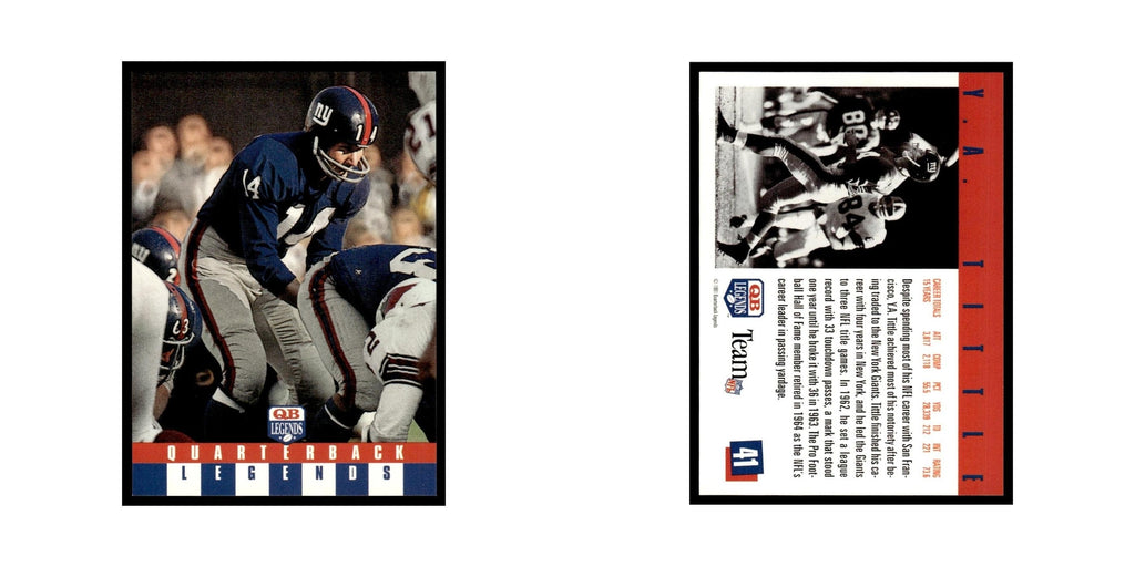 Y.A. Tittle 1991 Quarterback Legends #41 New York Giants Football Card NM