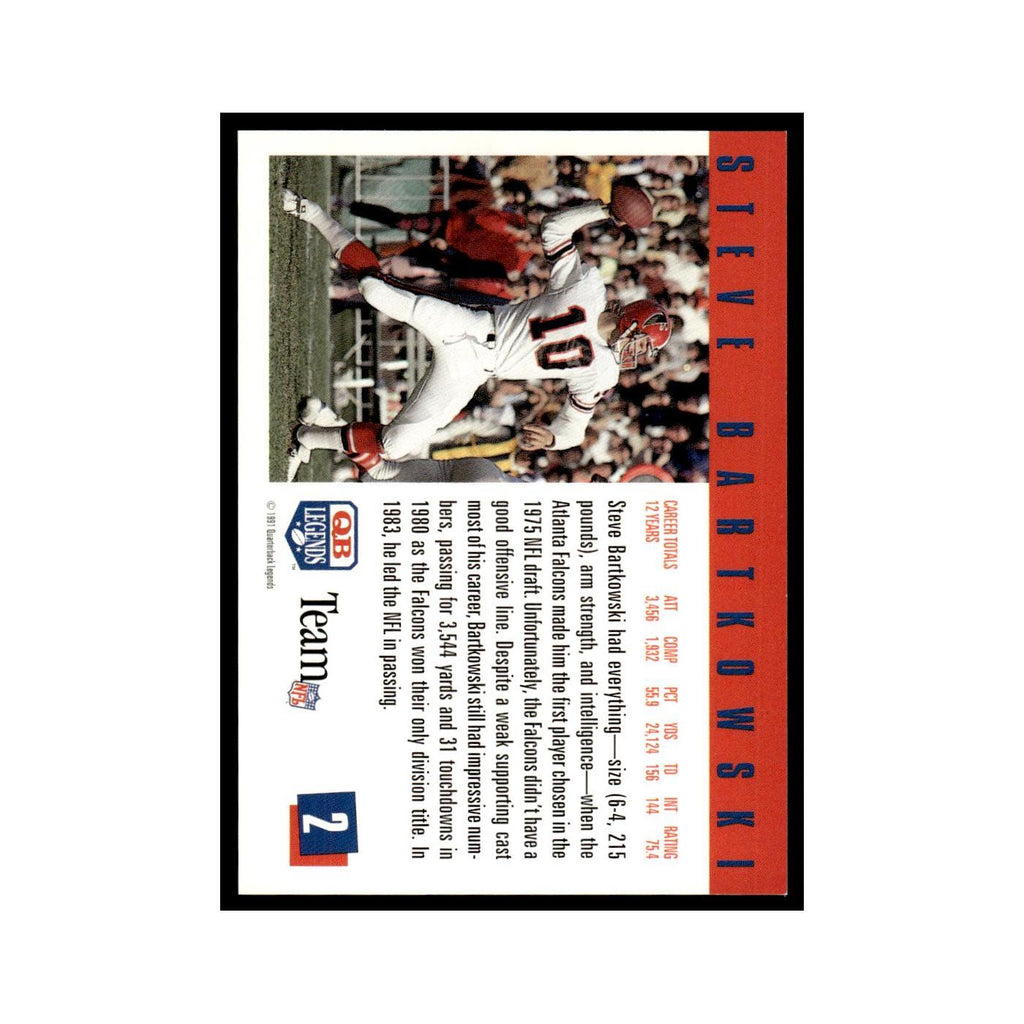Steve Bartkowski 1991 Quarterback Legends #2 Atlanta Falcons Football Card NM