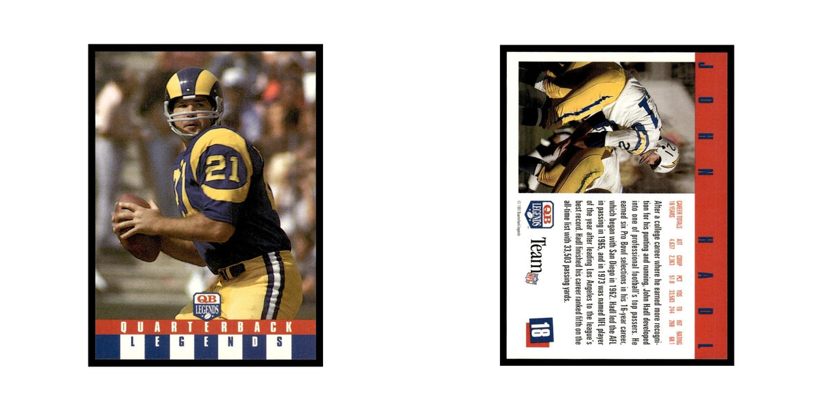 John Hadl 1991 Quarterback Legends #18 Los Angeles Rams Football Card NM