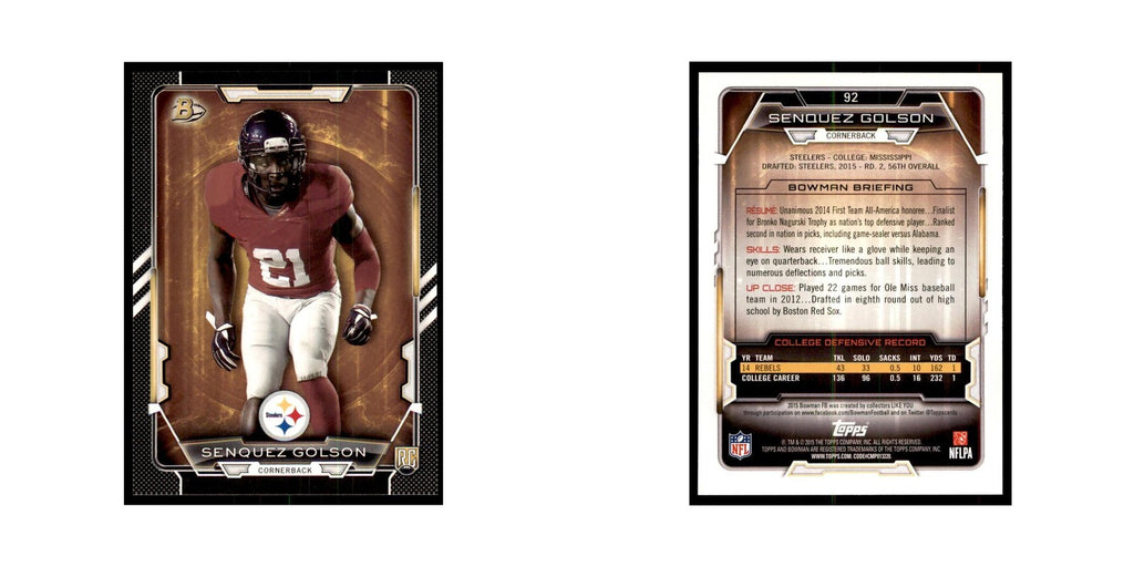 2015 Bowman Senquez Golson RC Football Cards #92