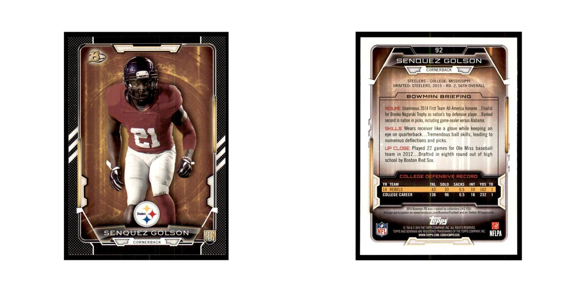2015 Bowman Senquez Golson RC Football Cards #92
