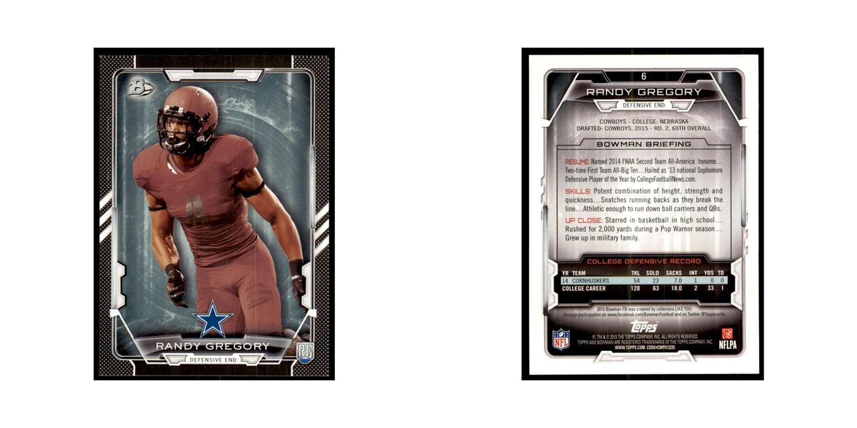 2015 Bowman Randy Gregory RC Football Cards #6