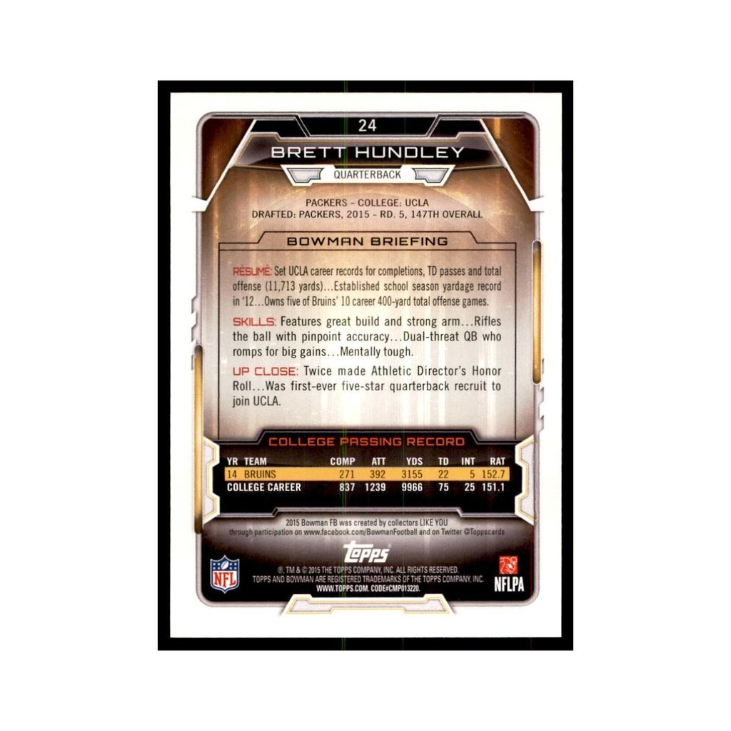 2015 Bowman Brett Hundley RC Football Cards #24
