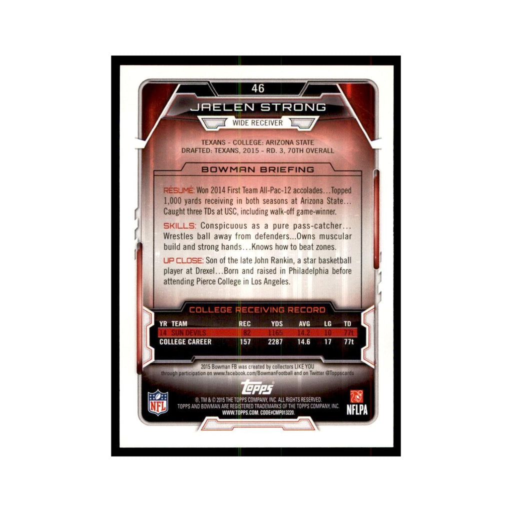 2015 Bowman Jaelen Strong RC Football Cards #46