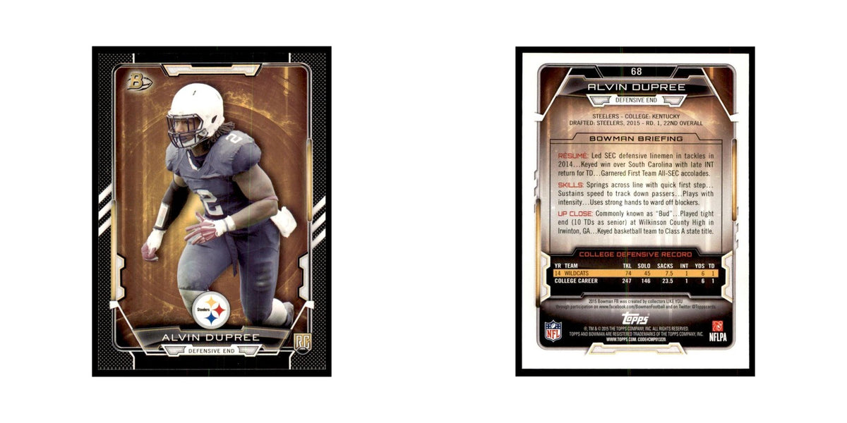 2015 Bowman Alvin Dupree RC Football Cards #68