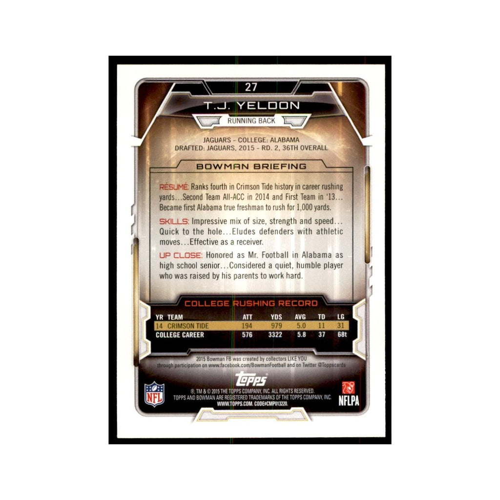 2015 Bowman T.J. Yeldon RC Football Cards #27