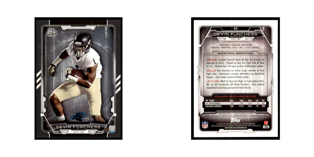 2015 Bowman Devin Funchess RC Football Cards #40