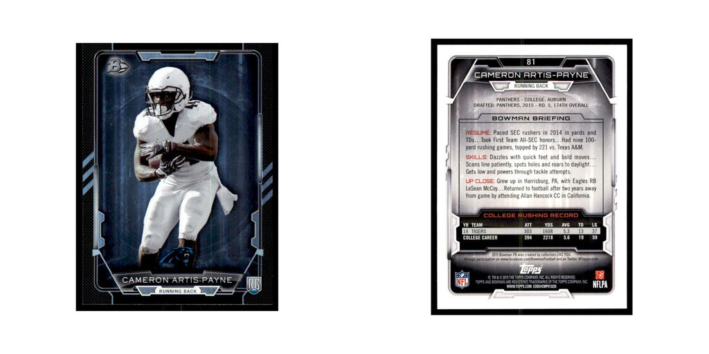 2015 Bowman Cameron Artis-Payne RC Football Cards #81