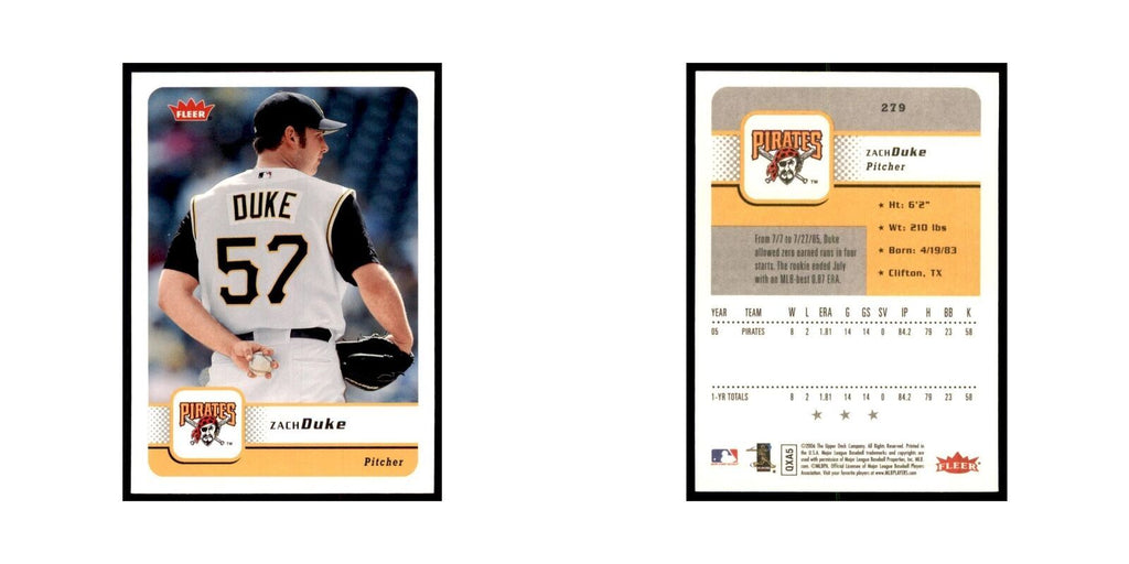 2006 Fleer Zach Duke Baseball Cards #279