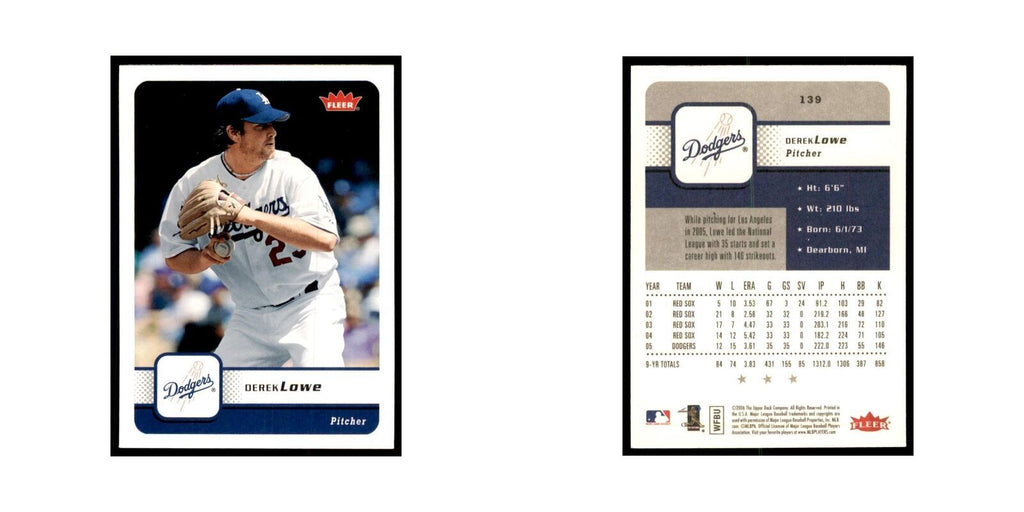2006 Fleer Derek Lowe Baseball Cards #139