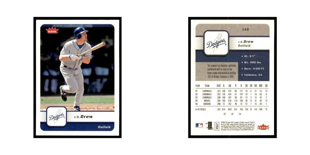 2006 Fleer J.D. Drew Baseball Cards #142
