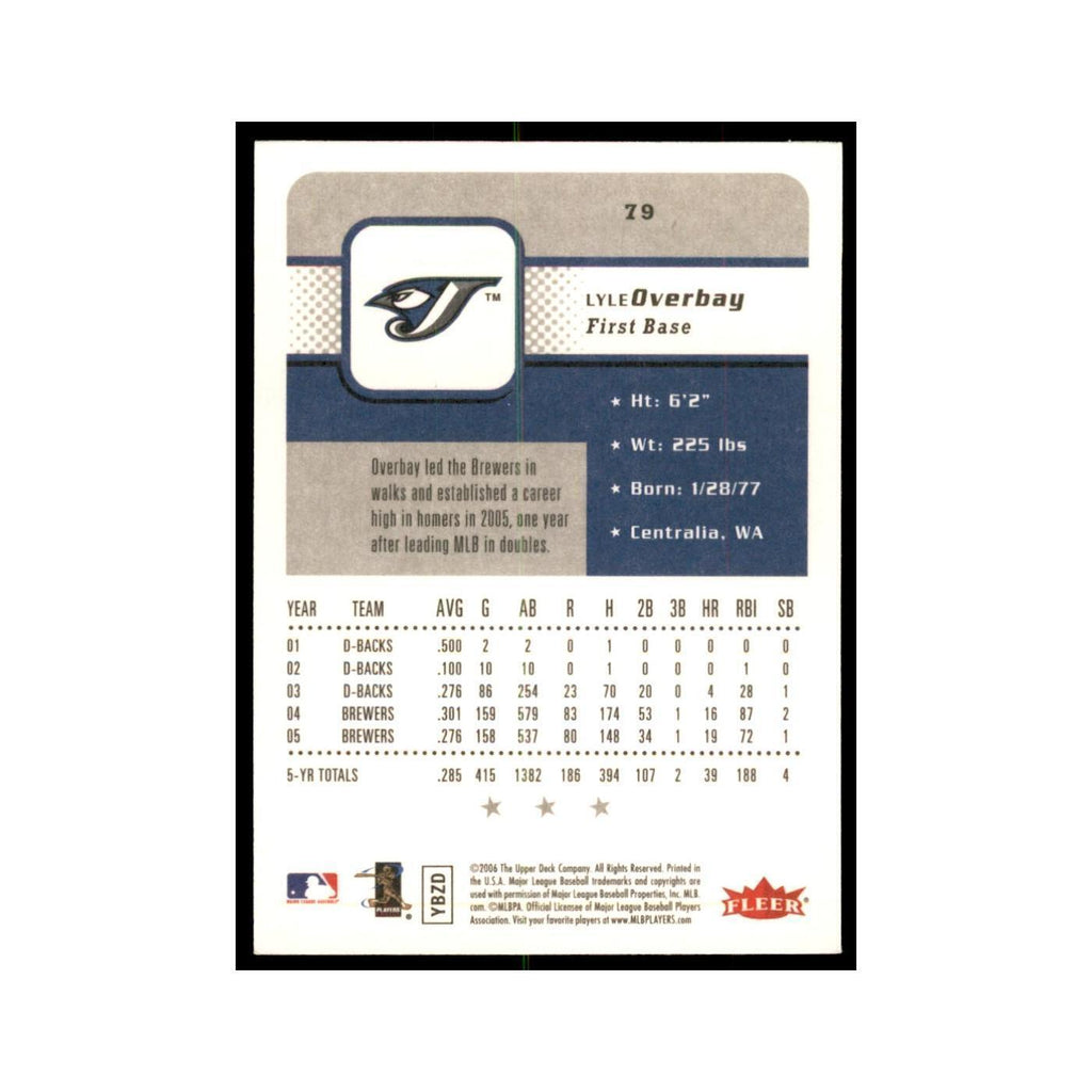 2006 Fleer Lyle Overbay Baseball Cards #79
