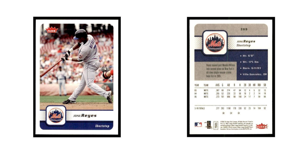 2006 Fleer Jose Reyes Baseball Cards #209