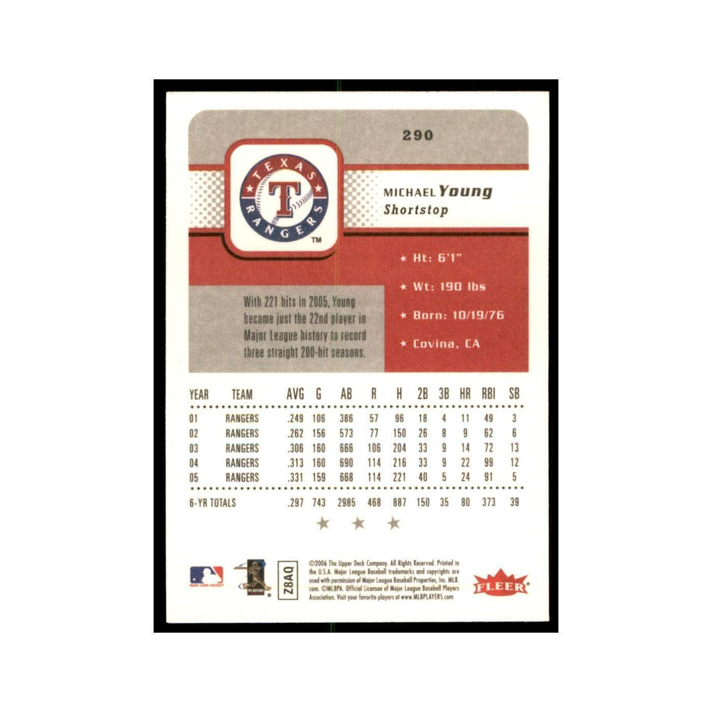 2006 Fleer Michael Young Baseball Cards #290