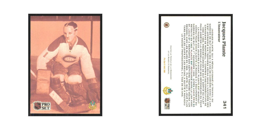 1991 Pro Set Jacques Plante Montreal Canadiens #341