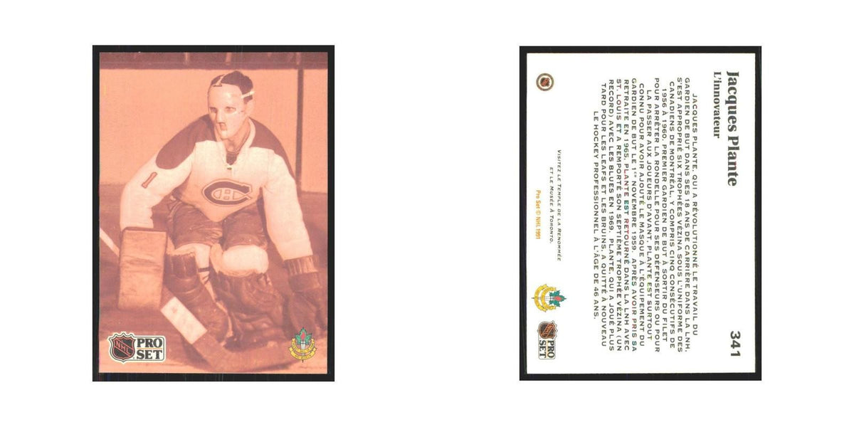 1991 Pro Set Jacques Plante Montreal Canadiens #341