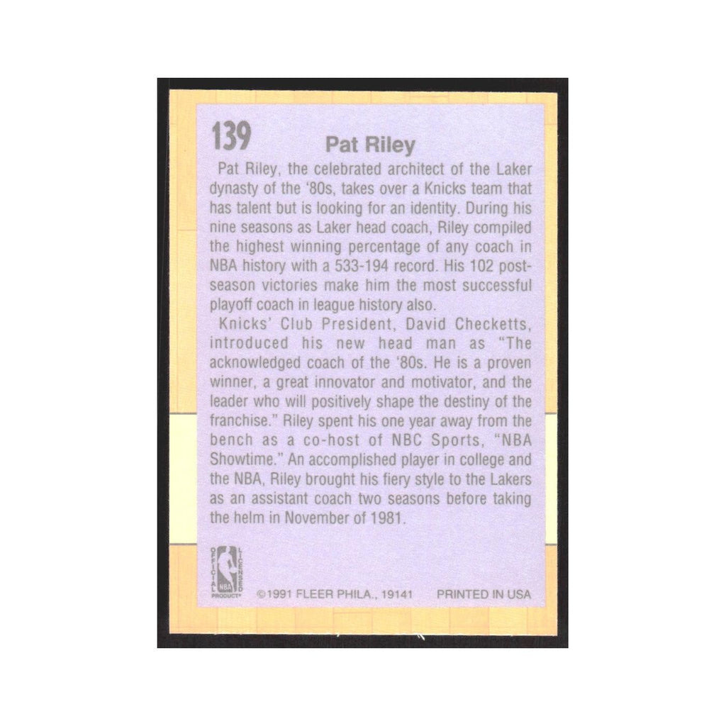1991 Fleer Pat Riley Knicks #139