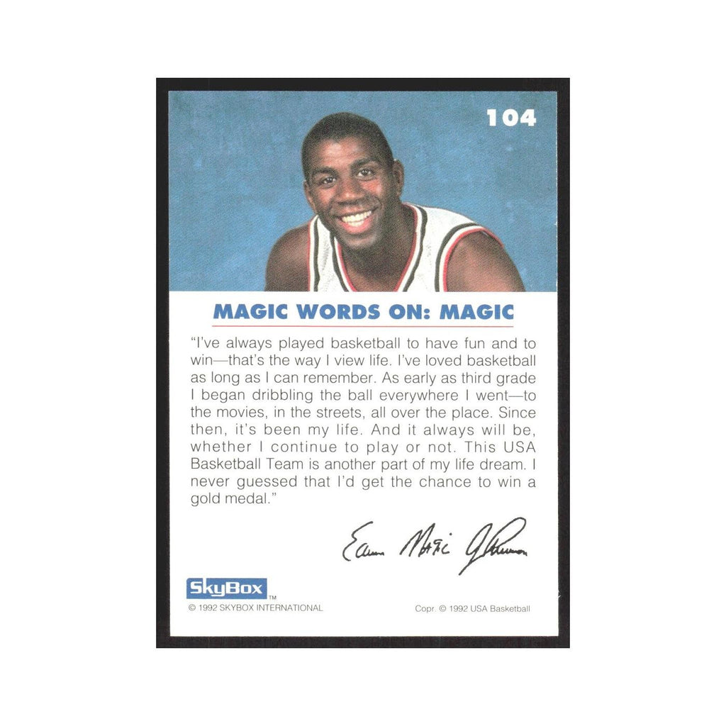 1992 SkyBox USA Magic on Magic Lakers #104