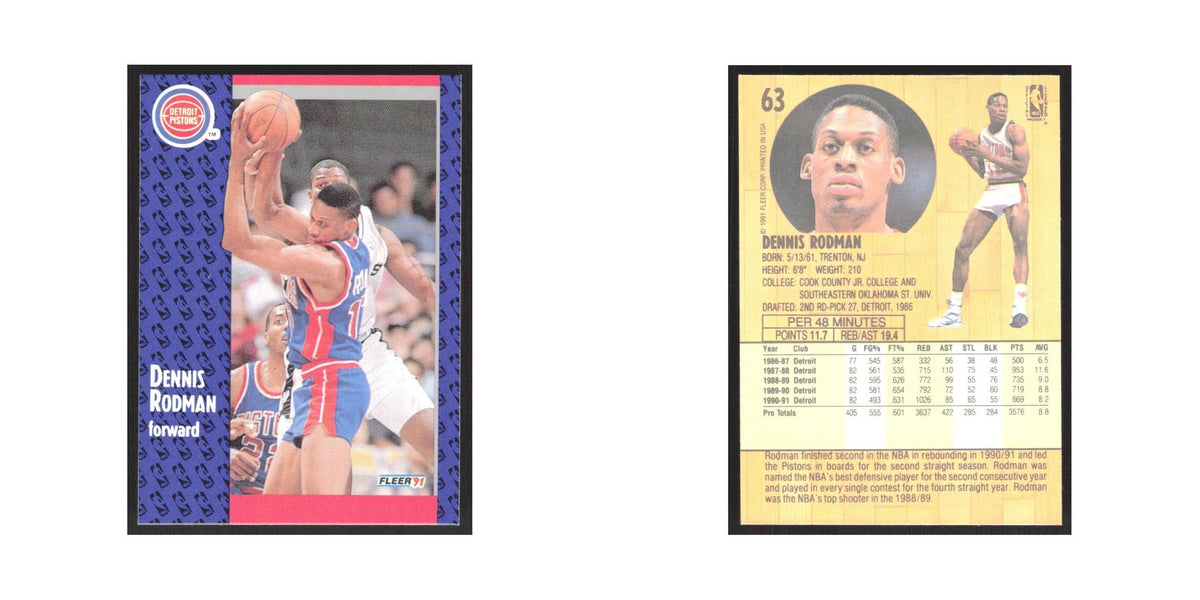 1991 Fleer Dennis Rodman Pistons #63