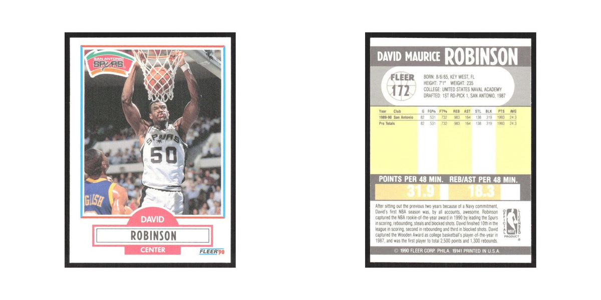 1990 Fleer David Robinson Spurs #172