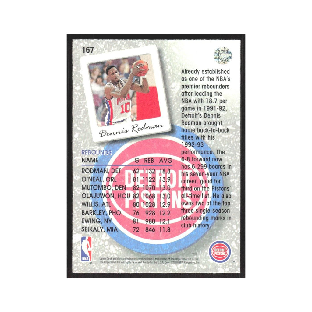 1993 Upper Deck Dennis Rodman Pistons #167