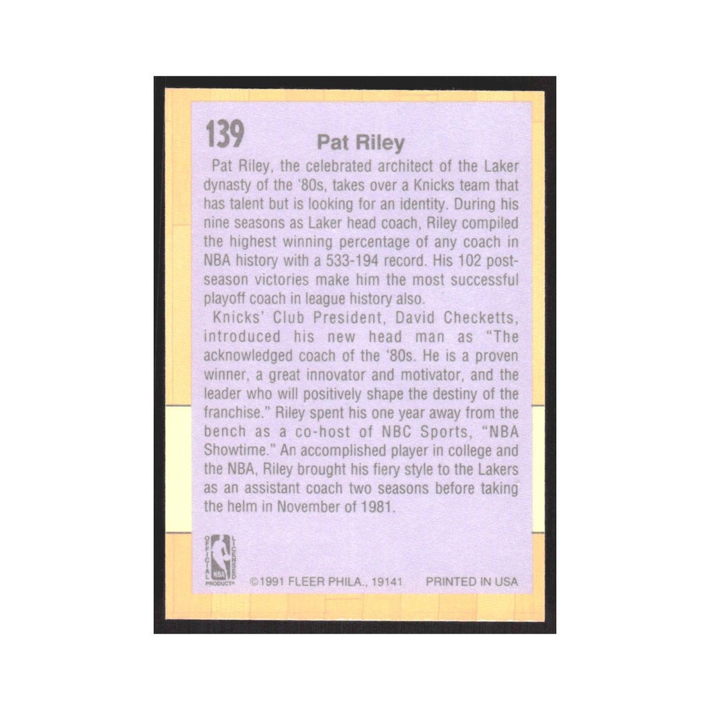 1991 Fleer Pat Riley Knicks #139