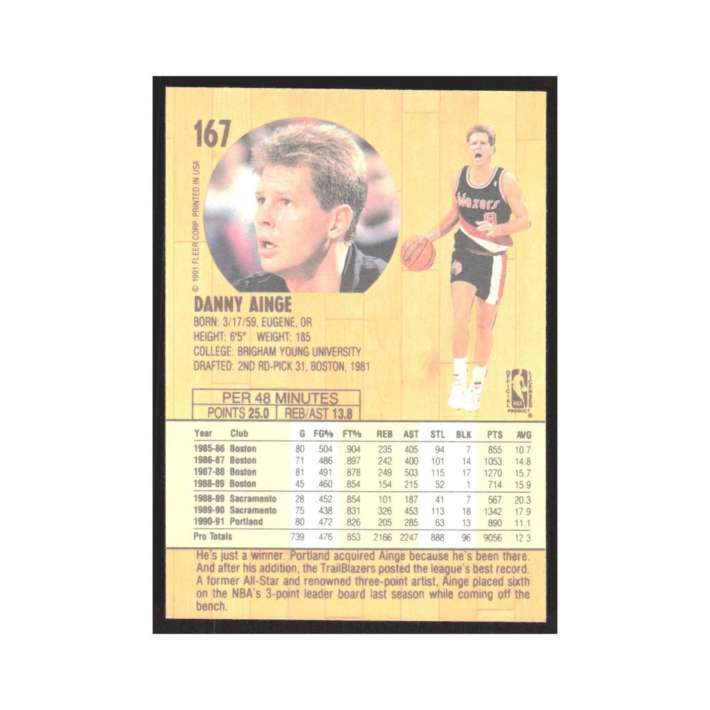 1991 Fleer Danny Ainge Blazers #167