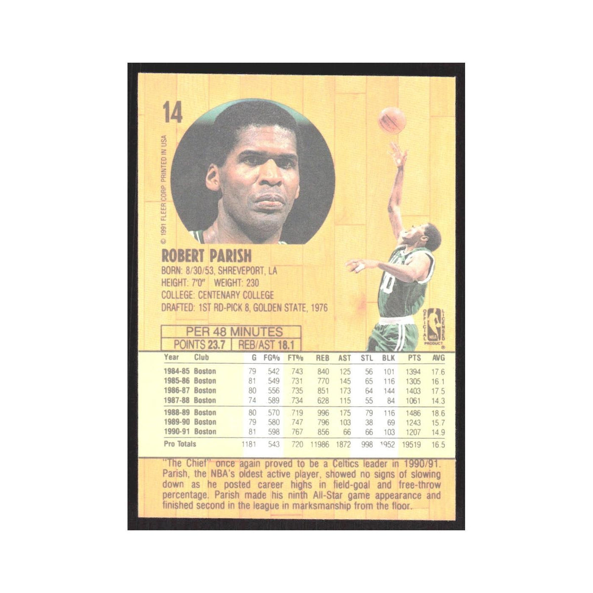 1991 Fleer Robert Parish Celtics #14
