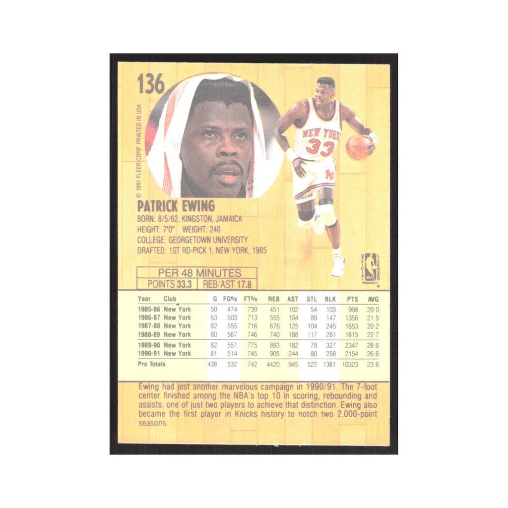 1991 Fleer Patrick Ewing Knicks #136