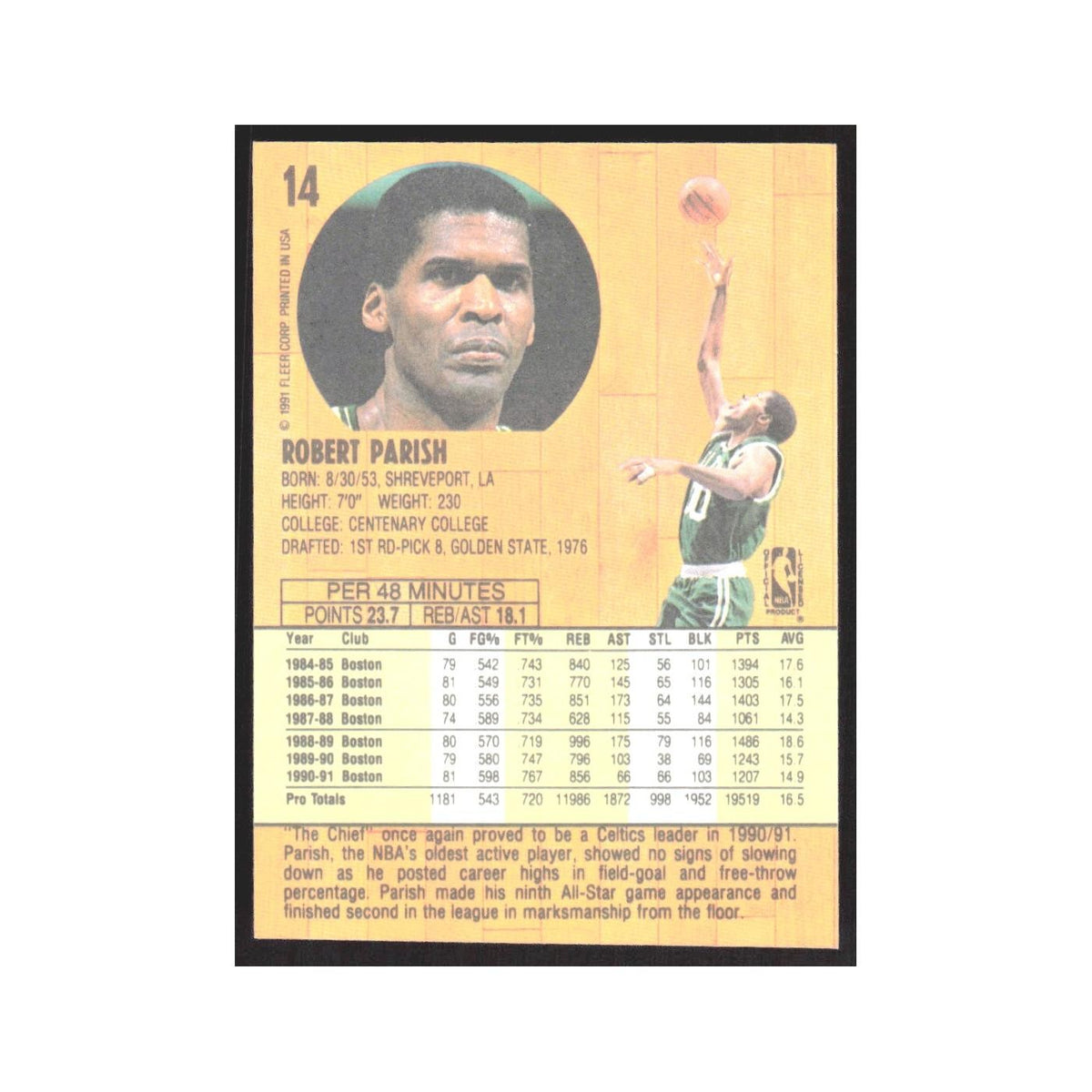 1991 Fleer Robert Parish Celtics #14