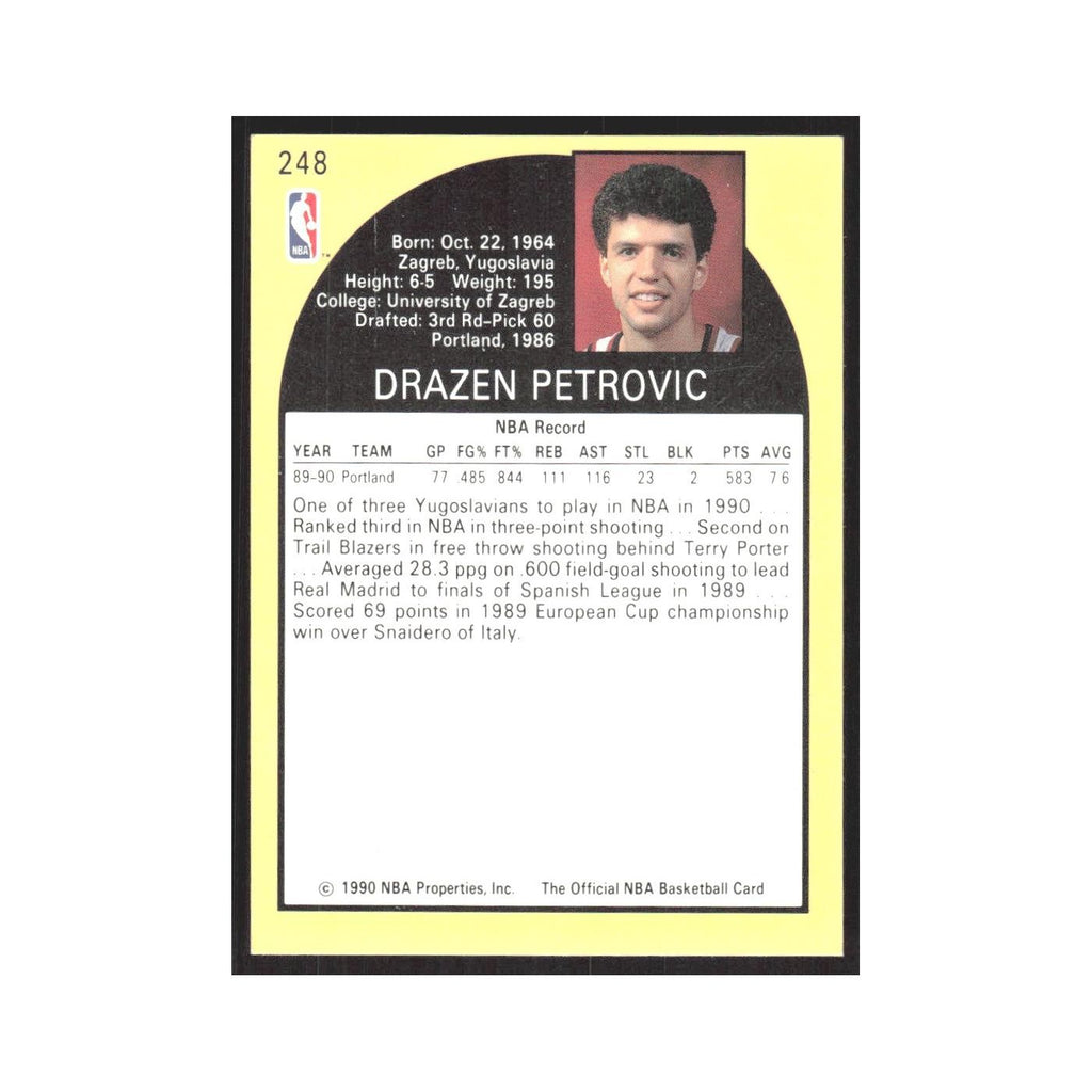 1990 Hoops Drazen Petrovic RC Blazers #248