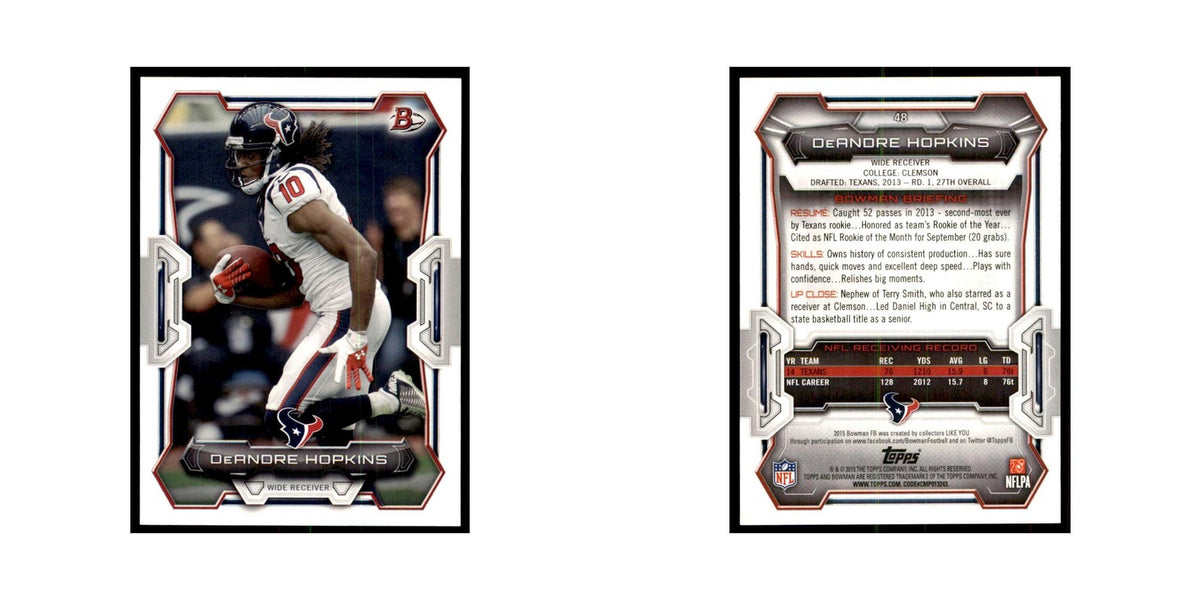 2015 Bowman DeAndre Hopkins Football Cards #48