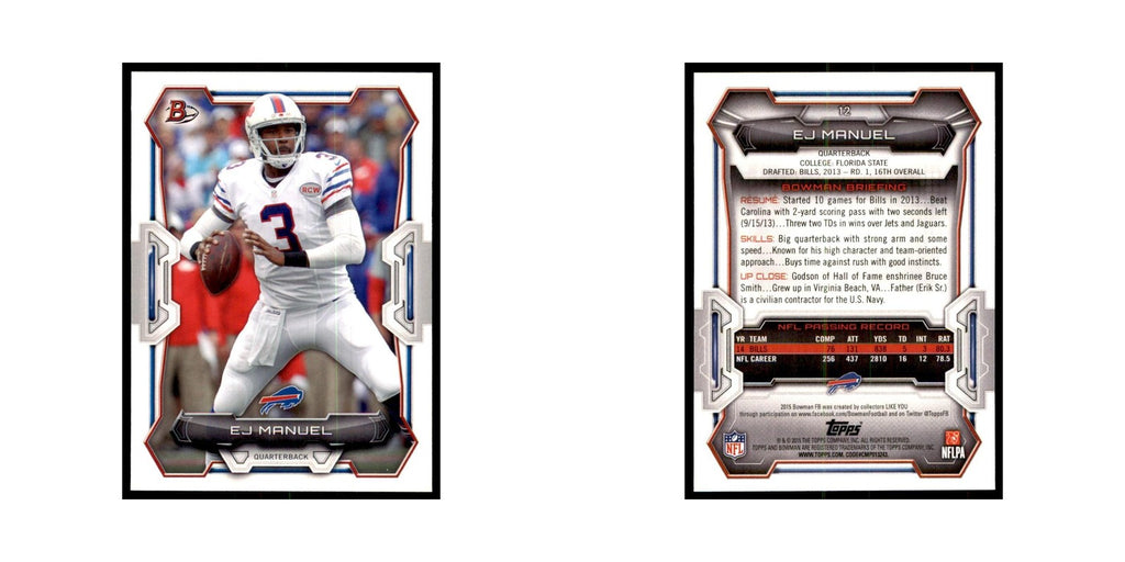 2015 Bowman EJ Manuel Football Cards #12