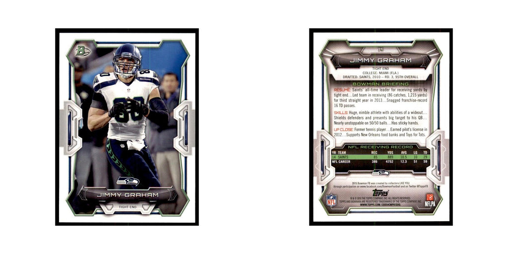 2015 Bowman Jimmy Graham Football Cards #75